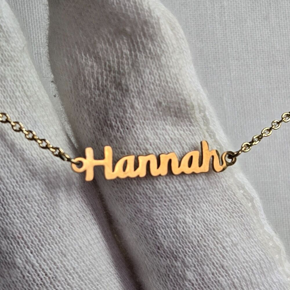 Minimalist Gold Tone Hannah Name Necklace MDB Personalized Cable Chain 16"-20"